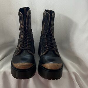 Steve Madden Black and Brown Combat Boots